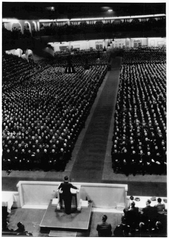 Adolf Hitler gives a speech in Berlin's Sportspalast in front of officers